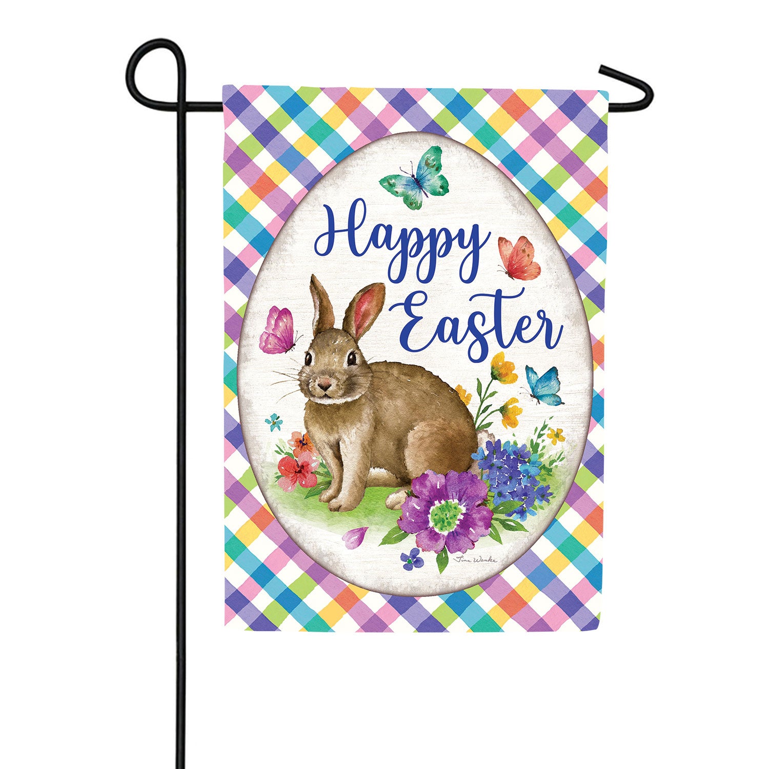 Custom Decor Bunny Plaid Garden Flag