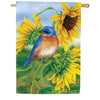 Custom Decor Bluebird Sunflowers House Flag
