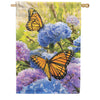 Custom Decor Monarch Hydrangeas House Flag