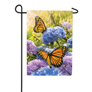Custom Decor Monarch Hydrangeas Garden Flag