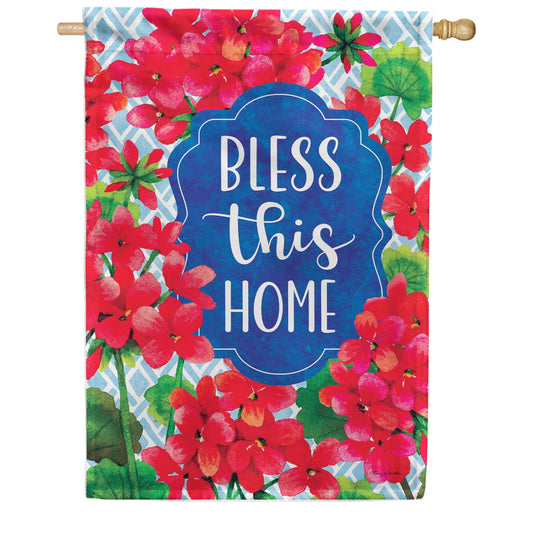 Custom Decor Blessed Geranium House Flag