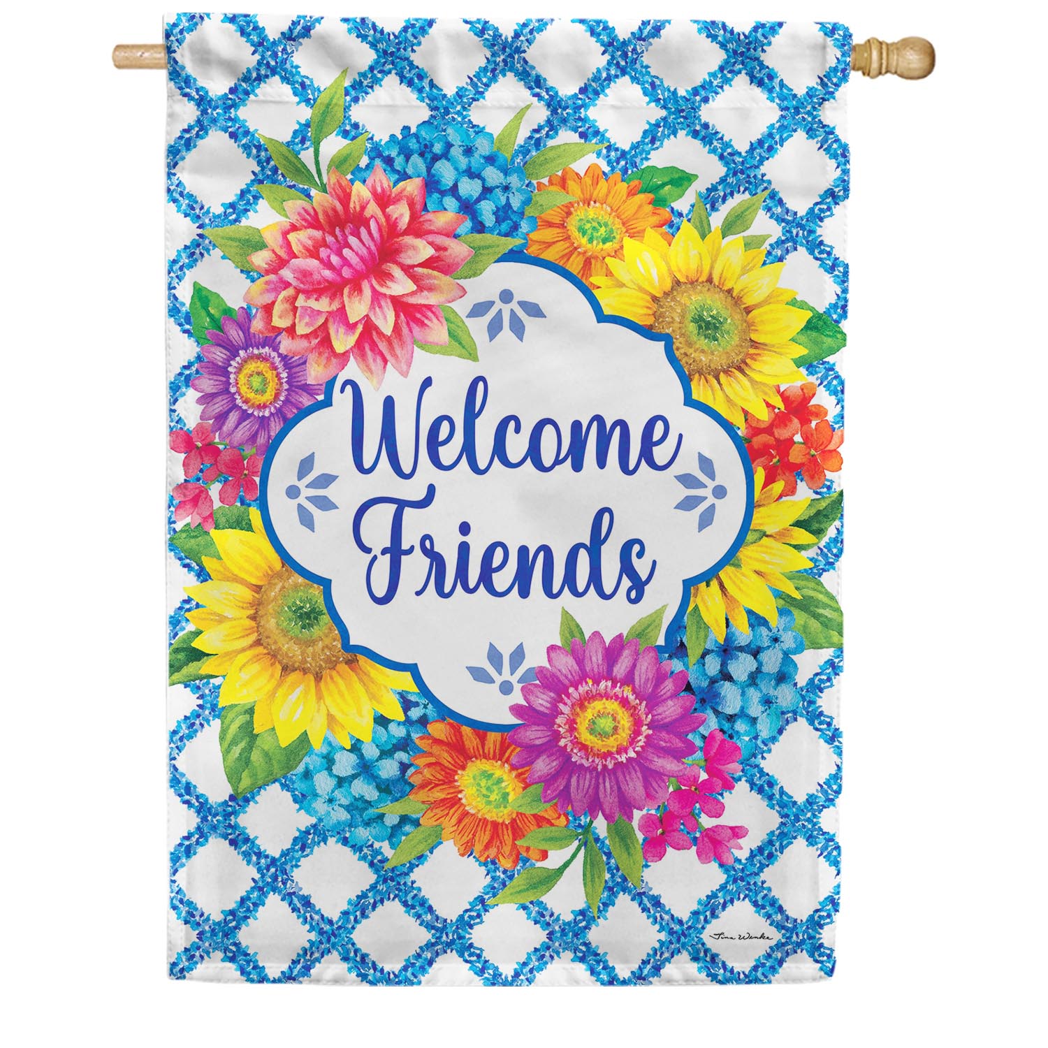 Custom Decor Floral Vines House Flag