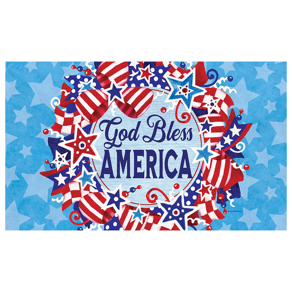 Custom Decor God Bless Wreath Mat