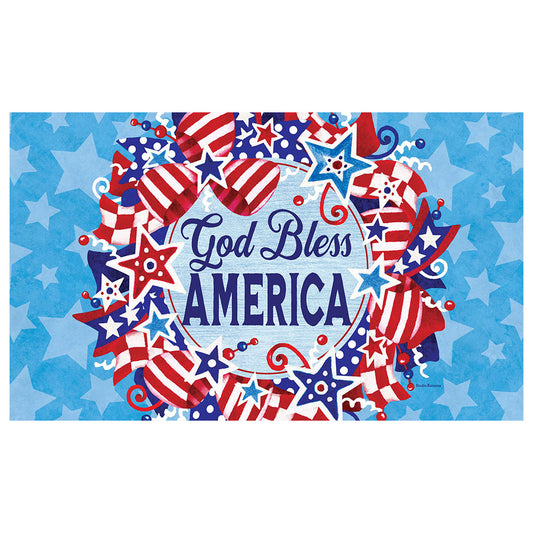 Custom Decor God Bless Wreath Mat