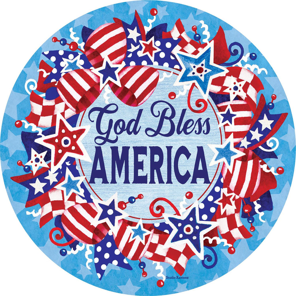 Custom Decor God Bless Wreath Accent Magnet