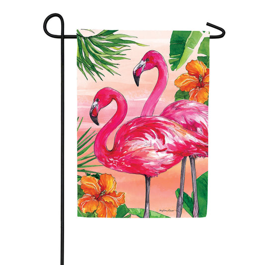 Custom Decor Flamingo Sunset Garden Flag