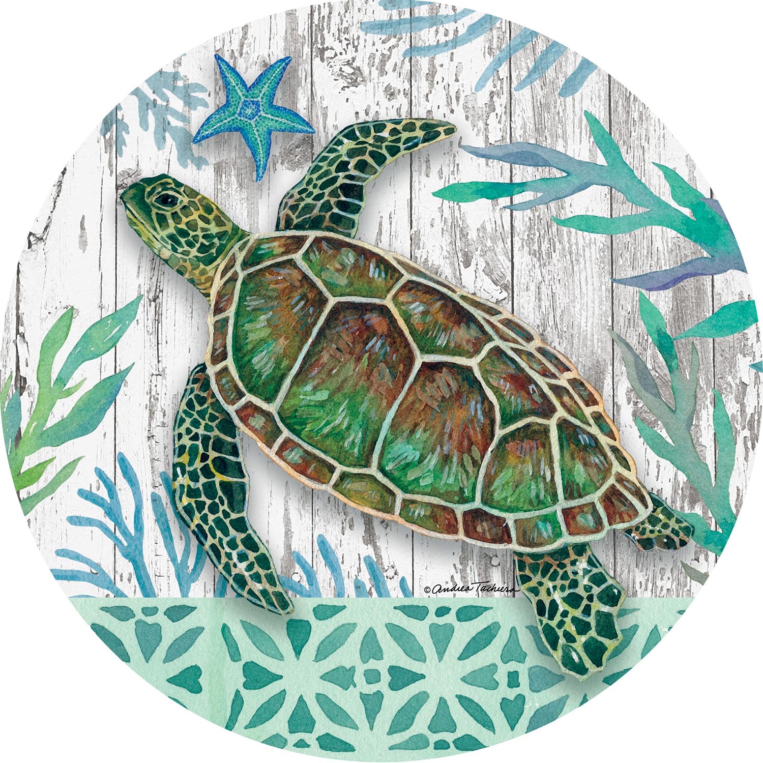 Custom Decor Sea Green Turtle Accent Magnet