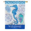 Custom Decor Blue Seahorse House Flag