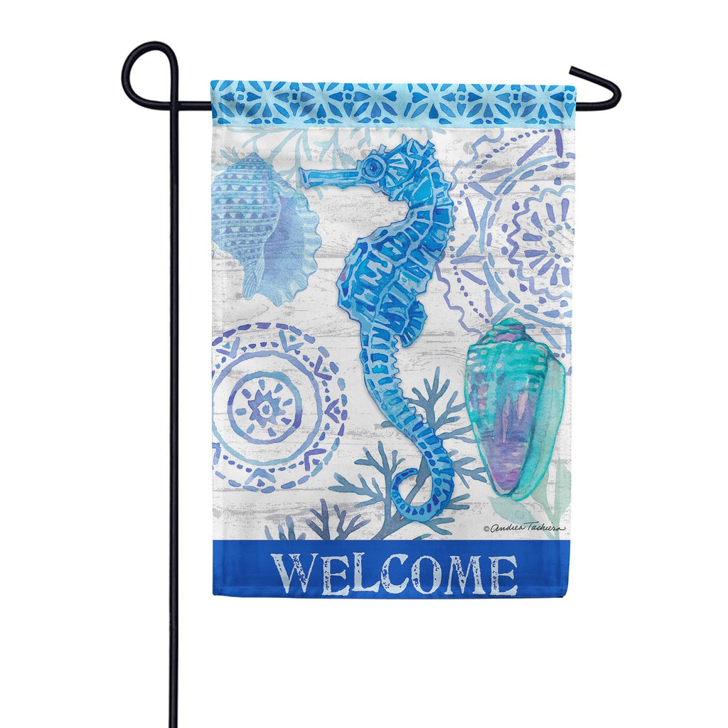 Custom Decor Blue Seahorse Garden Flag
