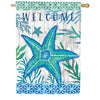 Custom Decor Teal Starfish House Flag