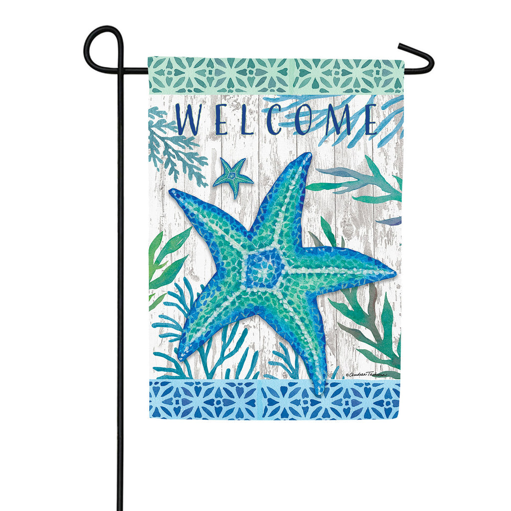 Custom Decor Teal Starfish Garden Flag