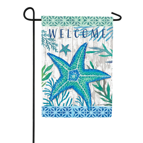 Custom Decor Teal Starfish Garden Flag