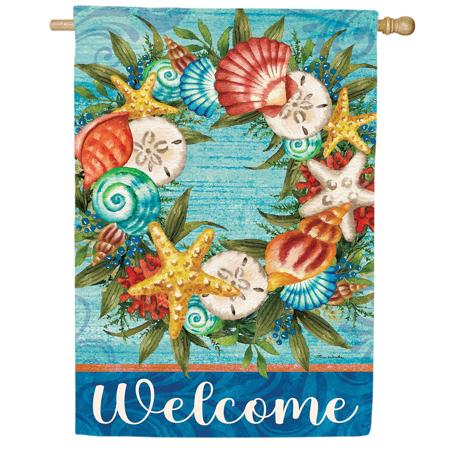 Custom Decor Sea Star Wreath House Flag