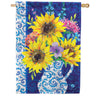 Custom Decor Sunflower Chinoiserie House Flag