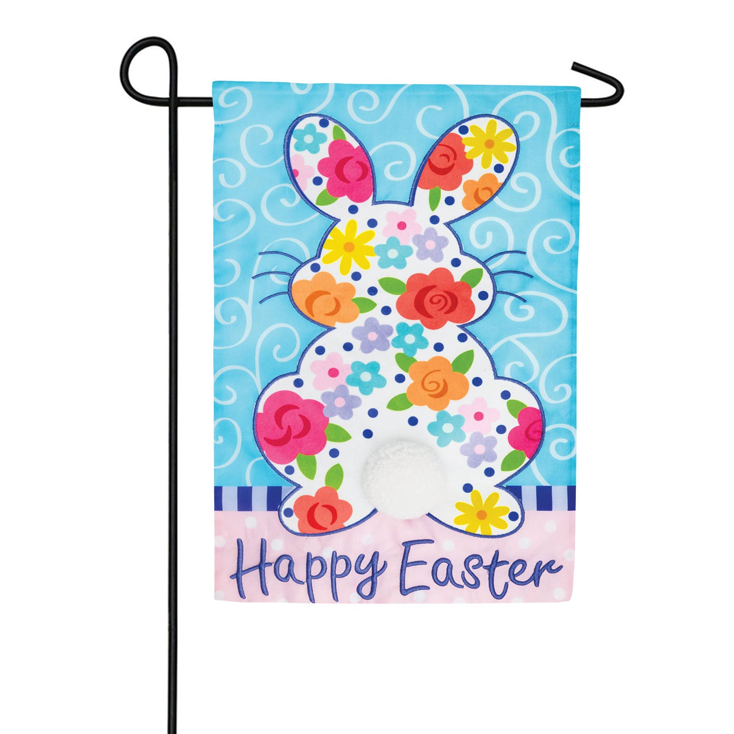 Custom Decor Floral Bunny Applique Garden Flag