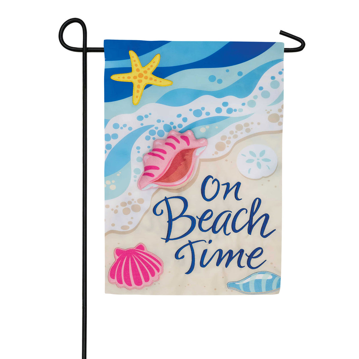 Custom Decor Beach Time Applique Garden Flag