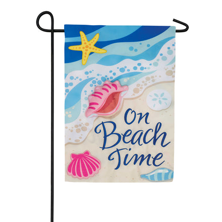 Custom Decor Beach Time Applique Garden Flag