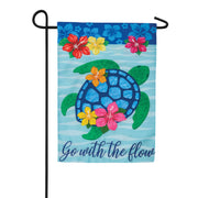 Custom Decor Hibiscus Turtle Applique Garden Flag
