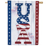 Evergreen USA Fireworks Burlap House Flag