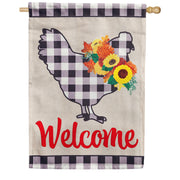 Evergreen Buffalo Check Chicken Burlap House Flag
