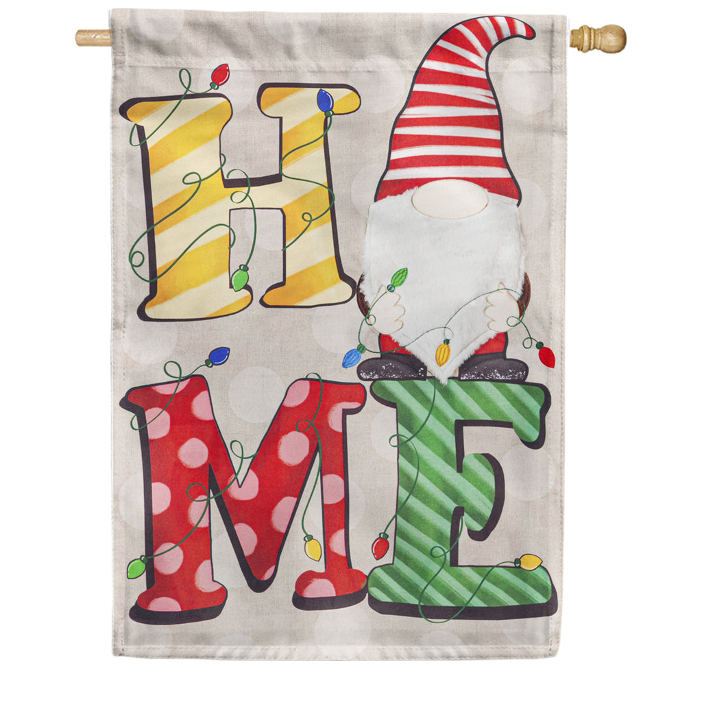 Evergreen Home Gnome Burlap House Flag