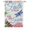 Evergreen Let Your Faith Be Bigger Than Your Fear Burlap House Flag