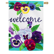 Evergreen Burlap House Flag - Pansy Garden