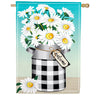 Evergreen Milk Can with Daisies Burlap House Flag