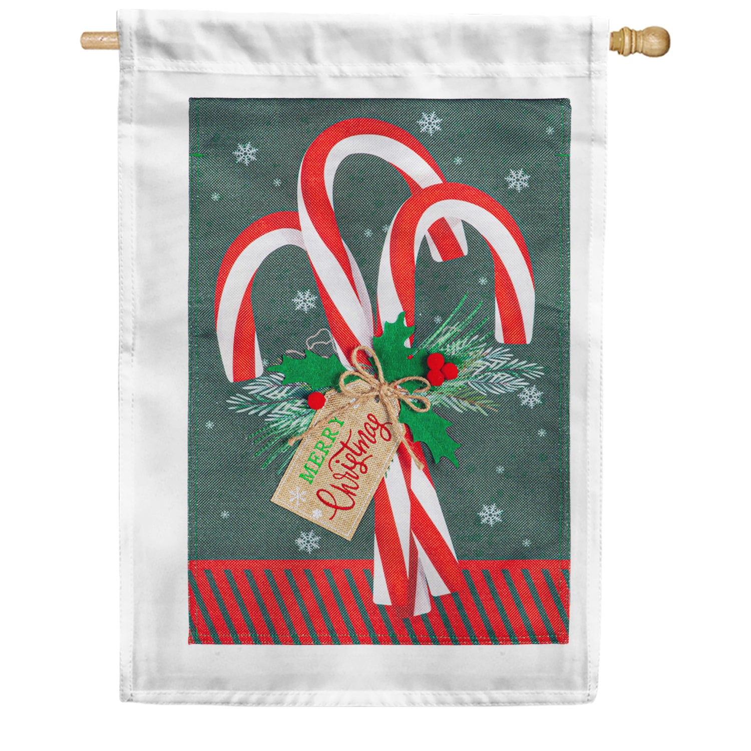 Evergreen Burlap House Flag - Candy Cane