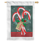 Evergreen Burlap House Flag - Candy Cane