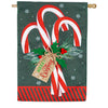 Evergreen Candy Cane Burlap House Flag