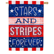 Evergreen Burlap House Flag - Stars and Stripes Forever