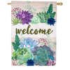 Evergreen Burlap House Flag - Succulent