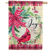 Evergreen Burlap House Flag - Cardinal Joy