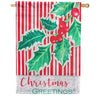 Evergreen Burlap House Flag - Christmas Greetings