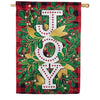 Evergreen Burlap House Flag - Holiday Joy