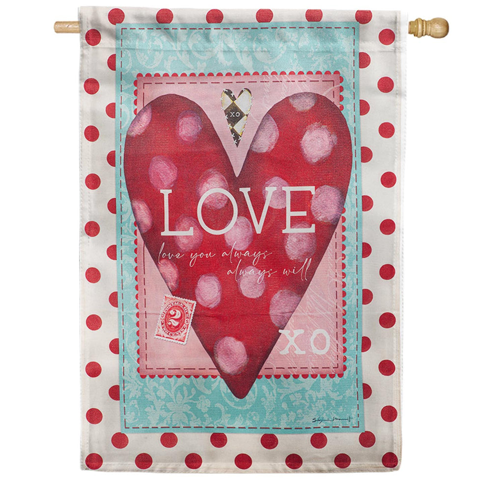 Evergreen Burlap House Flag - Vintage Valentine