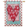 Evergreen Burlap House Flag - Vintage Valentine