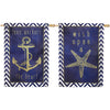 Evergreen Reversible Anchor & Gold Burlap House Flag