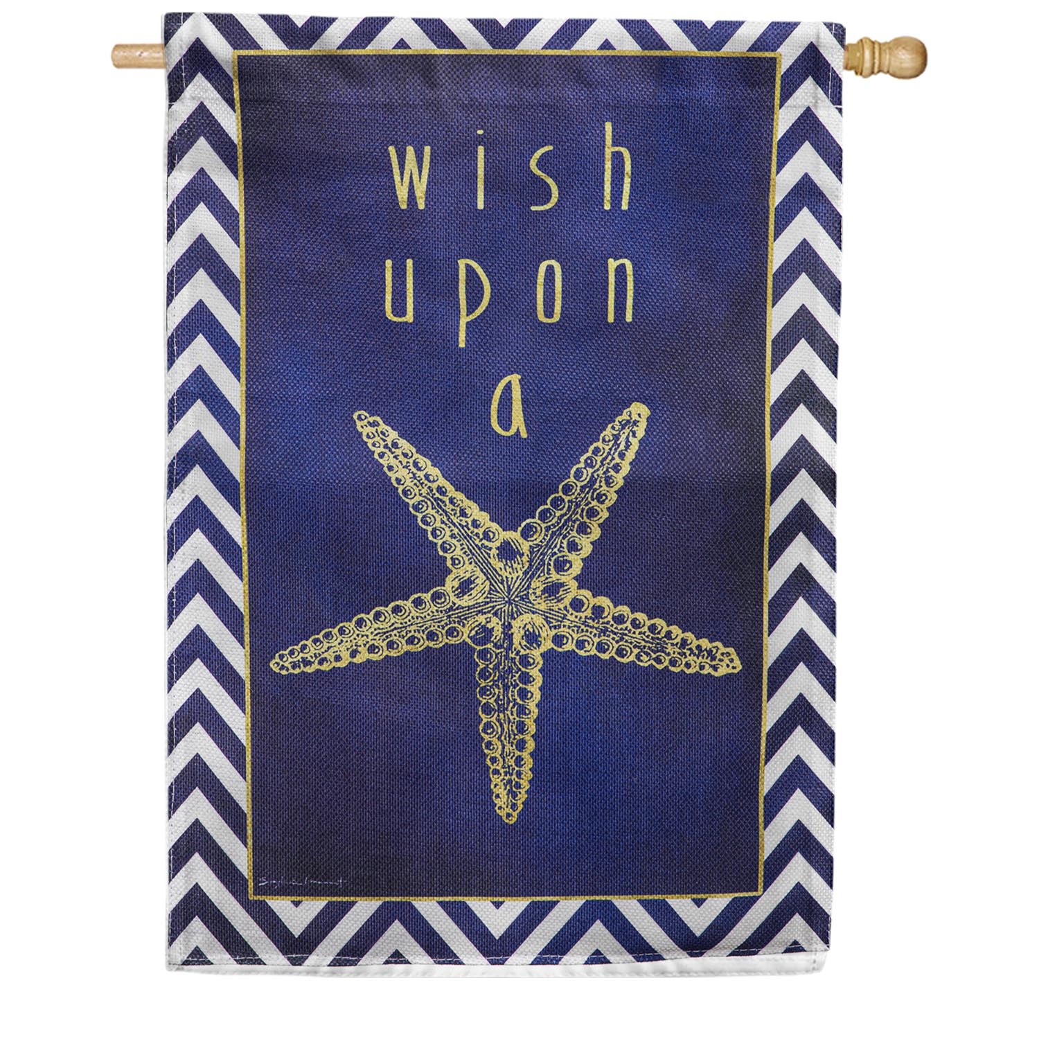 Evergreen Burlap House Flag - Wish Upon a Starfish