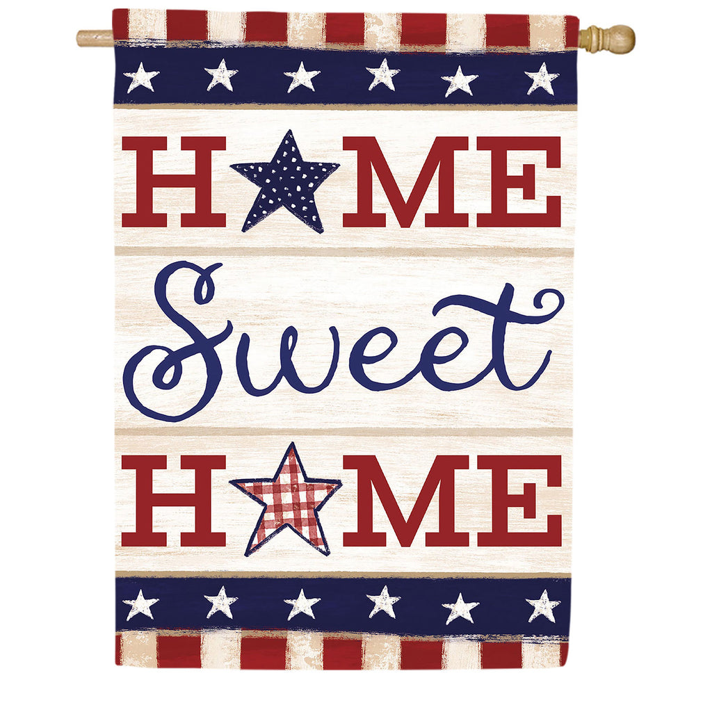 Evergreen Patriotic Home Sweet Home Burlap House Flag