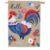 Evergreen RWB Rooster Burlap House Flag