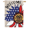 Evergreen Patriotic Sunflower Burlap House Flag