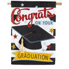 Evergreen Congrats Grad Burlap House Flag