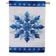 Evergreen Sparkling Snowflake Burlap House Flag
