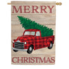 Evergreen Holiday Plaid Truck House Flag