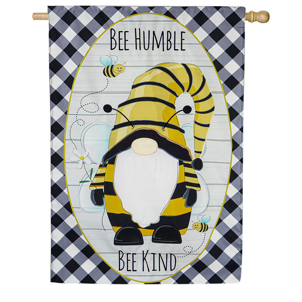 Evergreen Bee Humble Bee Kind Gnome House Flag