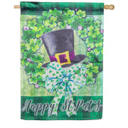 Evergreen Saint Patrick's Lucky Hat Wreath Lustre House Flag