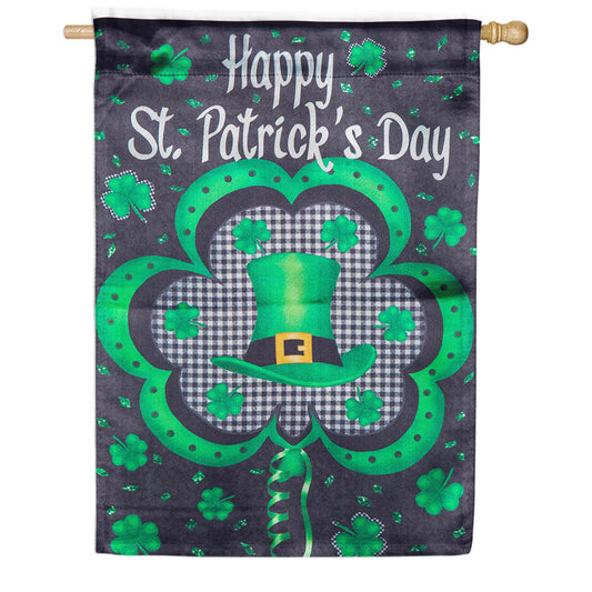 Evergreen Welcome St. Pats Lustre House Flag