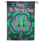 Evergreen Welcome St. Pats Lustre House Flag